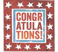 Blue Eyed Sun Congratulations Greeting Card, Bold Red Star Border Design, Vintage Style, Blank Inside