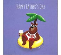 Blue Eyed Sun Father's Day Card, Happy Father's Day Daddy Cool, Funny Bear Pool Design, Blank Inside Greeting Card