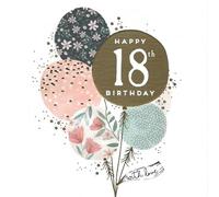 Blue Eyed Sun Happy 18th Birthday Greeting Card, Floral Balloon Design, Jade Mosinski