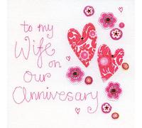 Blue Eyed Sun Wife Anniversary Card - Beautiful Heart Design - Hand Finished with Jewels