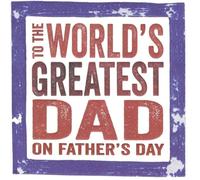 Blue Eyed Sun World's Greatest Dad Father's Day Card, Bold Typography Design, Blank Inside with Envelope