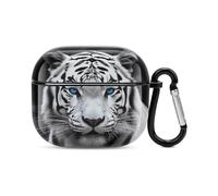 Blue Eyed Tiger Bluetooth Earbuds Case Cover Full Body Shockproof Protection Hard Case Support Wireless Charging with Keychain Personalized Gift for AirPods 3