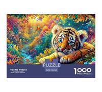 Blue-eyed Tiger Cub in A Vibrant Forest 1000 Piece Jigsaw Puzzle Tiger Brainteasing Fun for Adults & Kids 70x50cm/1000pcs