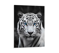 Blue Eyed Tiger Wall Art Posters for Bedroom, Personalized Canvas Prints for Office, Framed Wall Decor Picture 16x20inch(41x51cm) for Living Room, Bathroom, Farmhouse, Restaurant