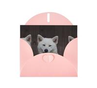 Blue Eyed White Husky Pink prints Greeting Cards 6x4-inch with Envelope | Perfect for writing greetings and thank-you notes
