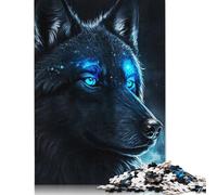 Blue Eyed Wolf 500 Piece Jigsaw Puzzles for Adults | | Family Fun Jigsaws Puzzles for Adults Gifts Intellectual Games 500pcs (52x38cm)