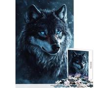 Blue-Eyed Wolf - Jigsaw Puzzles 1000 Pieces for Teenagers Relaxing Quiet Leisure Fun Relaxing Soothing Indoor Play (38X52cm)