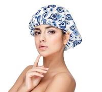 Blue Eyes A Print Satin Silk Bonnet for Sleeping Women, Adjustable Double Layer Satin Hair Bonnet Night Sleep Cap for Curly Hair