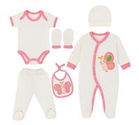 Blue Eyes Baby Gift Set - 6-Piece Newborn Gift Box Set Made of 100% Cotton, Oeko-Tex, Premium First Equipment for Birth 0-4 Months, for Girls (Pink Butterfly)