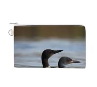 Blue Eyes Cat Coin Purse Canvas Change Pouch with Zipper Small Cosmetic Organizer Bag Women Wallet for Car Keys, Credit Cards, Cash, Lipstick, Loon Birds, One size