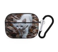 Blue Eyes Cat Earbuds Organizer Shockproof Protective Airpods Pro Cover with Carabiner Clip Anti Fall Carrying Earphone Case Cover for Airpods Pro 2nd Generation Black