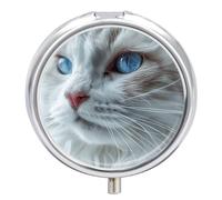 Blue Eyes Cat Pill Box Cute Medicine Organizer Travel Pillbox Waterproof Portable Pill Container Holder to Hold Vitamins Medication Fish Oil and Supplements