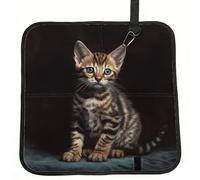Blue Eyes Cat Seat Cushion Folding, Indoor Outdoor Portable Chair Cushion for Camping, Waterproof Memory Foam Sitting Mats for Picnic Hiking, Lightweight & Compact 15.8 x 15.8 in