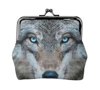 Blue Eyes Wolf 1 Print Compact Coin Purse Exquisite Kiss Lock Wallet Cute Mini Pouch Coins Cards Wallet