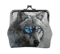 Blue Eyes Wolf Coin Purses, Change Purse Wallets, For Festivals And Special Occasions, Black, One Size, Art Deco