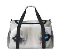 (Blue Eyes Wolf) Durable Twill Travel Tote Bag Large Capacity Handheld & Crossbody Bag for Weekend Trips,Sports,and Outdoor Activities