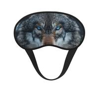 Blue Eyes Wolf Print Adults Washable Eye Mask for Sleeping Blocking Nap for Travel Camping Night Rest