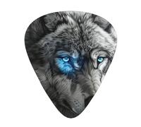 Blue Eyes Wolf print Celluloid Guitar Plectrums for Acoustic Guitar Bass,Guitar Picks with Organizer Box