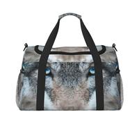 Blue Eyes Wolf Print Foldable Carry On Tote Large Capacity Hand Carry Bag for Airplane Weekend Getaways