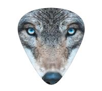 Blue Eyes Wolf Print Guitar Pick for Men Women Triangle Instrument Accessories Plectrums(12pcs One sided)