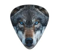 Blue Eyes Wolf Print Guitar Pick for Men Women Triangle Instrument Accessories Plectrums(12pcs One sided)