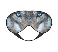 Blue Eyes Wolf Print Outdoor Travel Stylish Eye Mask Adjustable Sleep Camping Meditation Relaxation