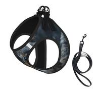 Blue Eyes Wolf Print Small Dog Harness with Leash Set, No Escape Easy Walk Puppy Harnesses for Training Walking