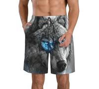 Blue Eyes Wolf Print Stylish Men Beach Shorts Lightweight Cozy Swim Trunks Summer Casual Outings Holiday
