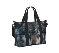 Blue Eyes Wolf Print Travel Hand Bag Portable Foldable Shoulder Tote Bags for Weekend Trip Gym Vacation