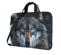 Blue Eyes Wolf Print Ultra-Thin Portable Laptop Bag Stylish Women Men Briefcase Office Commute Travel