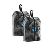 Blue Eyes Wolf Print Unisex Travel Shoe Storage Bag Camping Lightweight Portable Organizer Pouch