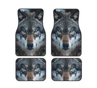 Blue Eyes Wolf Print Vehicle Accessories Foot Mat Set 4 Pieces Floor Mats Protection Vans Sedans Trucks