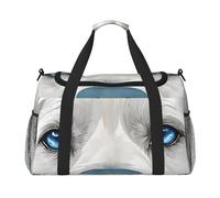 Blue Eyes Wolf Print Womens Sports Bags Travel Bag - Gym Tote Bag with Compartment,Duffel Bags for Men,Ladies Holdall,Carry On Weekend Travel Handbags for Women