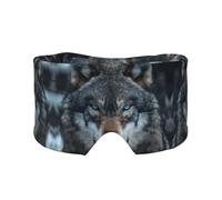 Blue Eyes Wolf Printed Sleeping Blindfold, Padded Ear Warmer Mask, Adjustable Head Wrap, for Deep Relaxation