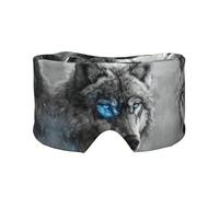 Blue Eyes Wolf Printed Sleeping Blindfold, Padded Ear Warmer Mask, Adjustable Head Wrap, for Deep Relaxation