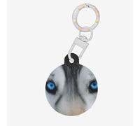 Blue Eyes Wolf Round Acrylic Pet Tag â€“ Durable and Stylish Pet Identification Tag with Colorful Chain for Dogs and Cats