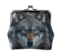 Blue Eyes Wolf Small Coin Purse for Men Women Black One Size Vintage, Black, One Size, Vintage