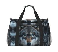 Blue Eyes Wolf Travel Duffel Bag Large Foldable Waterproof Overnight Bag Beach Swim Bags Pool Sports Gym