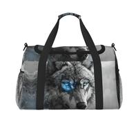 Blue Eyes Wolf Travel Duffel Bag Large Foldable Waterproof Overnight Bag Beach Swim Bags Pool Sports Gym