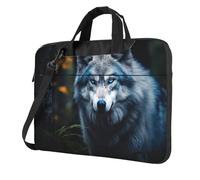 Blue Eyes Wolf1 Print Laptop bag,portable single shoulder laptop Sleeve Case,Compatible with 13-15.6 in, Black, 13 inch