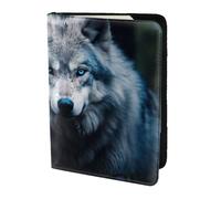 Blue Eyes Wolf1 Print Passport Holder for Travel,Wallet Case RFID Blocking Leather Card Slot Protector