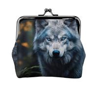 Blue Eyes Wolf1 print Small Pouch Kiss Lock Coin Purse for Women Coin Change Purse, Credit Card Wallet