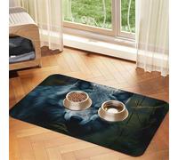 Blue Eyes Wolf3 Print Pet Feeding Mat Dog Mat for Food and Water Bowl Dogs Water Dispenser Mat Dogs Accessories