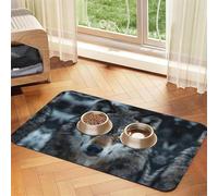 Blue Eyes Wolfprint Pet Absorbent Leather Tablecloth,Wipe Clean Quick Dry,Food Mat For Small Animals