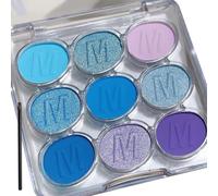 Blue Eyeshadow Palette, 9 Colors Blue Glitter Eyeshadow, Blue Eyeshadow for Women, Compact and Portable, Highly Pigmented Blue Eye Shadow for Women, Comes with an Eyeshadow Brush