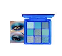 Blue Eyeshadow Palette, 9 Colors Glitter Matte Eye Shadow Make Up, Silver Green Eyes Makeup Pallets, Light Colour Highly Pigmented, Waterproof, Shimmer Finish, Gift for Girls and Women