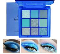 Blue Eyeshadow Palette Eye Shadow Pallets for Women, Glitter Smokey Metallic Eye Shadow Royal Navy Blue Silver Shimmer Shiny Sparkle Waterproof Eye Glitter Eye Make-Up Palettes