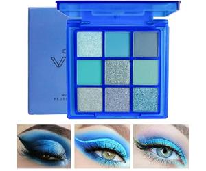 Blue Eyeshadow Palette Eye Shadow Pallets for Women, Glitter Smokey Metallic Eye Shadow Royal Navy Blue Silver Shimmer Shiny Sparkle Waterproof Eye Glitter Eye Make-Up Palettes