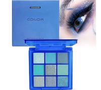 Blue Eyeshadow Palette, Glitter Eye Shadow, Shimmer & Matte High Pigmented Sparkly Eye Shadow Waterproof Long-Lasting, Royal Blue Halloween Christmas Eye Make-Up for Party Stage