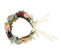 Blue Fabric Floral Headband for Brides Realistic Rose Wreath | Lightweight Wear, Simulation Blooms, Comfortable Fit for Christmas and Photo Shoots